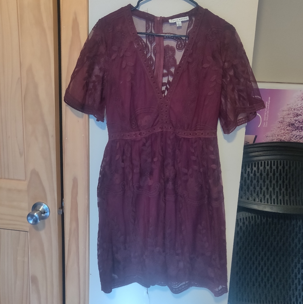 Haute Monde Burgundy Lace Dress